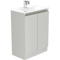 Newland Double Door Slimline Floor Standing Vanity Unit With Basin Pearl 600mm in Grey MFC