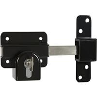 GateMate Keyed Alike Euro Long Throw Lock Double Locking 70mm in Black Stainless Steel