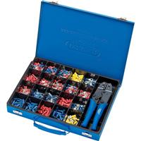 Draper Expert Ratchet Crimping Tool and Terminal Kit 220mm in Blue Metal
