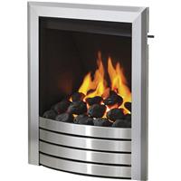 Be Modern Flare Deepline Slide Control Gas Fire 16" Inlet - Brushed Steel Fascia in Silver
