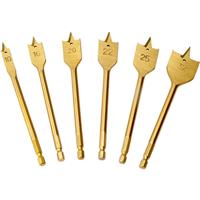 Toolpak Titanium Flat Wood Drill Bit Set (6 Piece) Carbon Steel