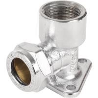 Made4Trade Compression Wall Plate Elbow Plated 15mm x 1/2 in Chrome