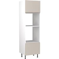 Kitchen Kit Flatpack J-Pull Kitchen Cabinet Tall Oven & Microwave Unit Super Gloss 600mm in Light Grey MFC