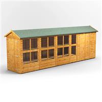 Powersheds Power Apex Potting Shed Combi including 6ft Side Store 20' x 4' in Natural Timber