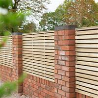 Forest Garden Pressure Treated Contemporary Double Slatted Fence Panel 6' x 3' (4 Pack) in Natural Timber