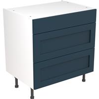 Kitchen Kit Flatpack Shaker Kitchen Cabinet Base 3 Drawer Unit Ultra Matt 800mm in Indigo Blue MFC