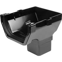 Aquaflow 114mm Square Line Stop End Outlet in Black PVCU