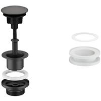 McAlpine Centre Pin Matt Basin Waste 1 1/4" Slotted/Unslotted in Black Plastic