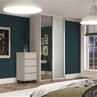 Spacepro Shaker 2 Door Sliding Wardrobe Kit and Mirror 1449 x 2260mm in White Steel/MFC/Glass
