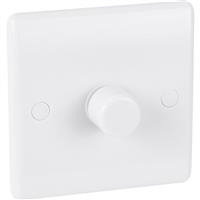 BG Low Profile Push Dimmer Switch 1 Gang 2 Way 400W in White Plastic