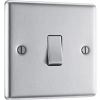 BG Brushed Steel Switch 1 Gang 2 Way 20A-16AX in Silver Stainless Steel