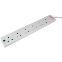 Axiom Surge Protected Extension Lead 6 Gang 2m in White