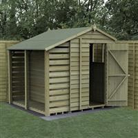 Forest 4LIFE Apex Shed 5 x 7 - Single Door - 2 Windows - With Lean-To in Natural Timber