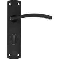 Stanza Toledo Door Handles Matt Bathroom (Pair) in Black Plastic