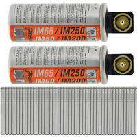 Paslode IM65 F16 Straight Brad Nails & 2 Fuel Cells 16 x 38mm Galv (2000 Pack) in Silver
