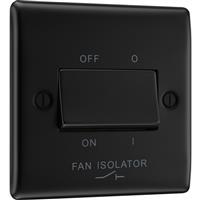 BG Nexus Metal Matt 10A Triple Pole Fan Isolator Switch 1 Gang in Black Plastic
