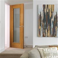 JB Kind Palomino Clear Glazed Internal Door Unfinished 35 x 1981 x 686mm in Oak Veneer