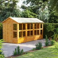 Powersheds Power Apex Potting Shed 14' x 6' - Double Doors in Natural Timber