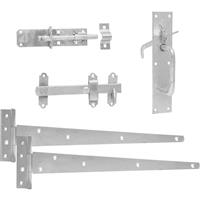 GateMate Side Gate Kit Suffolk Latch 450mm Galvanised in Silver Galvanised Steel