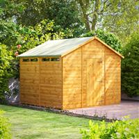 Powersheds Power Security Apex Shed 8' x 10' in Natural Timber