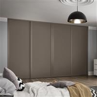 Spacepro Shaker 4 Door Sliding Wardrobe Kit Stone 3506 x 2260mm in Grey Steel/MFC