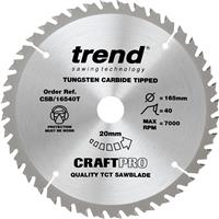 Trend Craft Thin Kerf Circular Saw Blade 165 x 40T x 20mm CSB/16540T