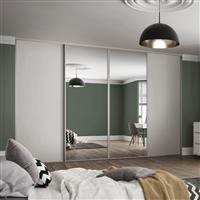 Spacepro Classic 4 Door Sliding Wardrobe Kit and Mirror 2978 x 2260mm in Cashmere Steel/MFC/Glass