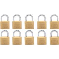 Burg-Wachter MAGNO Keyed Alike Padlock Set 40mm (10 Pack) in Brass