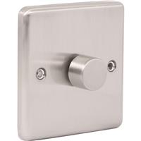 Wessex Electrical Wessex Brushed Stainless Steel LED Dimmer Switch 1 Gang 5W -150W in Silver