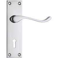 Lockworks Victorian Scroll Door Handle Lock Polished (Pair) in Chrome