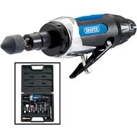 Draper Mini Air Die Grinder Kit (15 Piece) in Black Aluminium