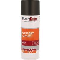 Plastikote Quick Dry Acrylic Spray Paint 400ml Matt in Black Plastic