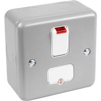 MK Metal Clad 13A DP Switched Connection Unit With Neon in Silver