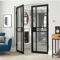 JB Kind City Clear Glass Internal Door 35 x 1981 x 838mm in Black Mdf