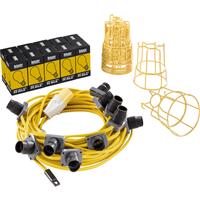 Defender 110V 22m LED Festoon Lighting Set ES 800lm in Yellow Plastic