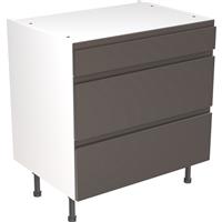 Kitchen Kit Flatpack J-Pull Kitchen Cabinet Base 3 Drawer Unit Ultra Matt 800mm in Graphite MFC
