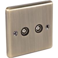 Wessex Electrical Wessex Antique Brass TV Point 2 Gang in Gold Electroplated Steel