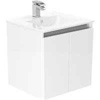 Newland Double Door Wall Hung Vanity Unit With Basin Gloss 500mm in White MFC