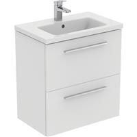Ideal Standard i. life S Compact Wall Hung Vanity Unit with Basin Matt 600mm with Brushed Chrome Handles in White