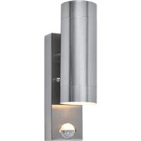 Lutec Gale Up & Down Wall Light IP44 2 x GU10 PIR in Stainless Steel