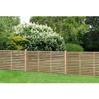 Forest Garden Pressure Treated Contemporary Slatted Fence Panel 6' x 3' (3 Pack) in Natural Timber