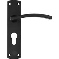 Stanza Toledo Door Handles Matt Euro Lock (Pair) in Black Plastic