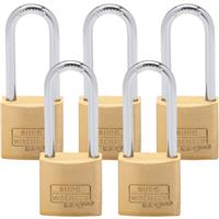 Burg-Wachter MAGNO Keyed Alike Padlock Set 50mm LS (5 Pack) in Brass