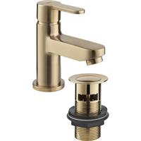 Deva Ethos Cloakroom Basin Mixer Tap Brushed Brass in Gold