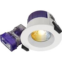 Luceco FType Ultra Fire Rated LED Downlight 4/6W 485/750lm CCT Regressed IP65 in White Steel