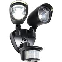 Zink LED Twinspot PIR Floodlight IP44 2x 3W Superbright in Black