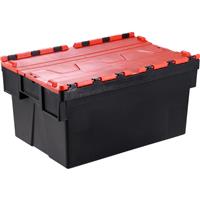 Barton Euro Container 65L with Attached Lid 600 x 400 x 365mm - Lid (2 Pack) in red