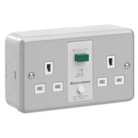 SafetySure RCD Socket Metalclad 2 Gang 13A 30mA in Grey