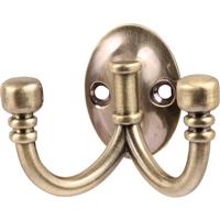 Ball End Double Robe Hook Antique in Brass