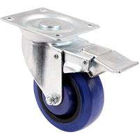 MOVE IT General Duty Electric Castor Swivel + Brake 100mm / 125kg in Blue Rubber